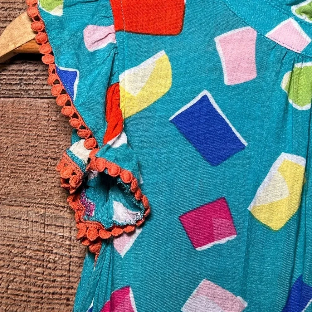 THML Teal Tiered Ruffle Geometric Printed Dress size XS - Picture 9 of 10